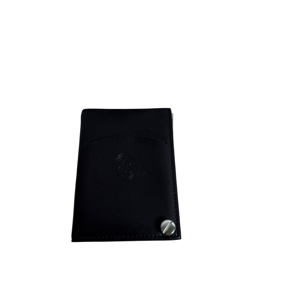 Buxton Card Holder OS Black Leather Santos Screw Logo Women